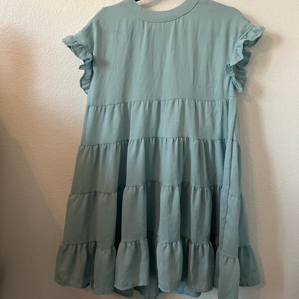 Blue Mini Ruffle Dress